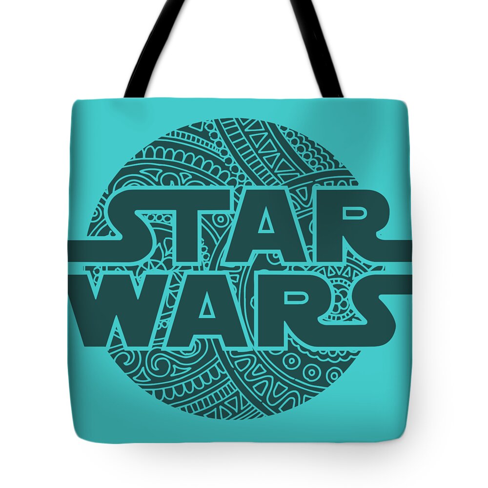 Star Wars Tote Bag featuring the mixed media Star Wars Art - Logo - Blue 02 by Studio Grafiikka