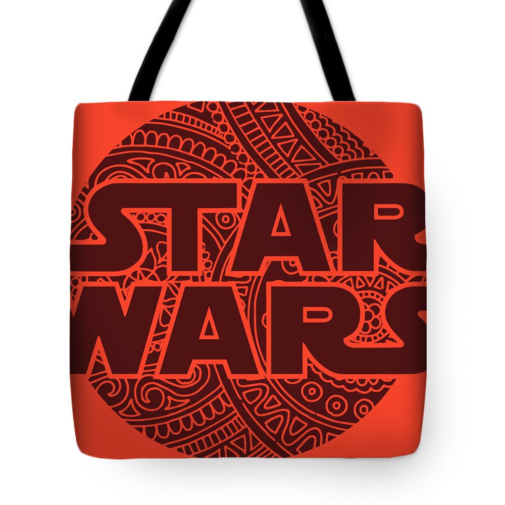 Star Wars Tote Bag featuring the mixed media Star Wars Art - Logo - Red 02 by Studio Grafiikka