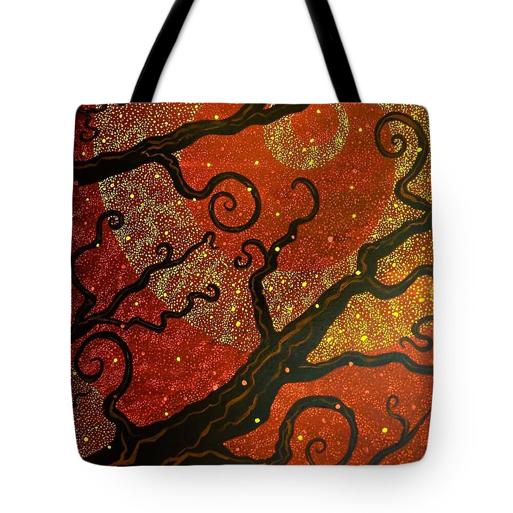 Starburst Tote Bag featuring the painting Starburst Twilight by Joel Tesch
