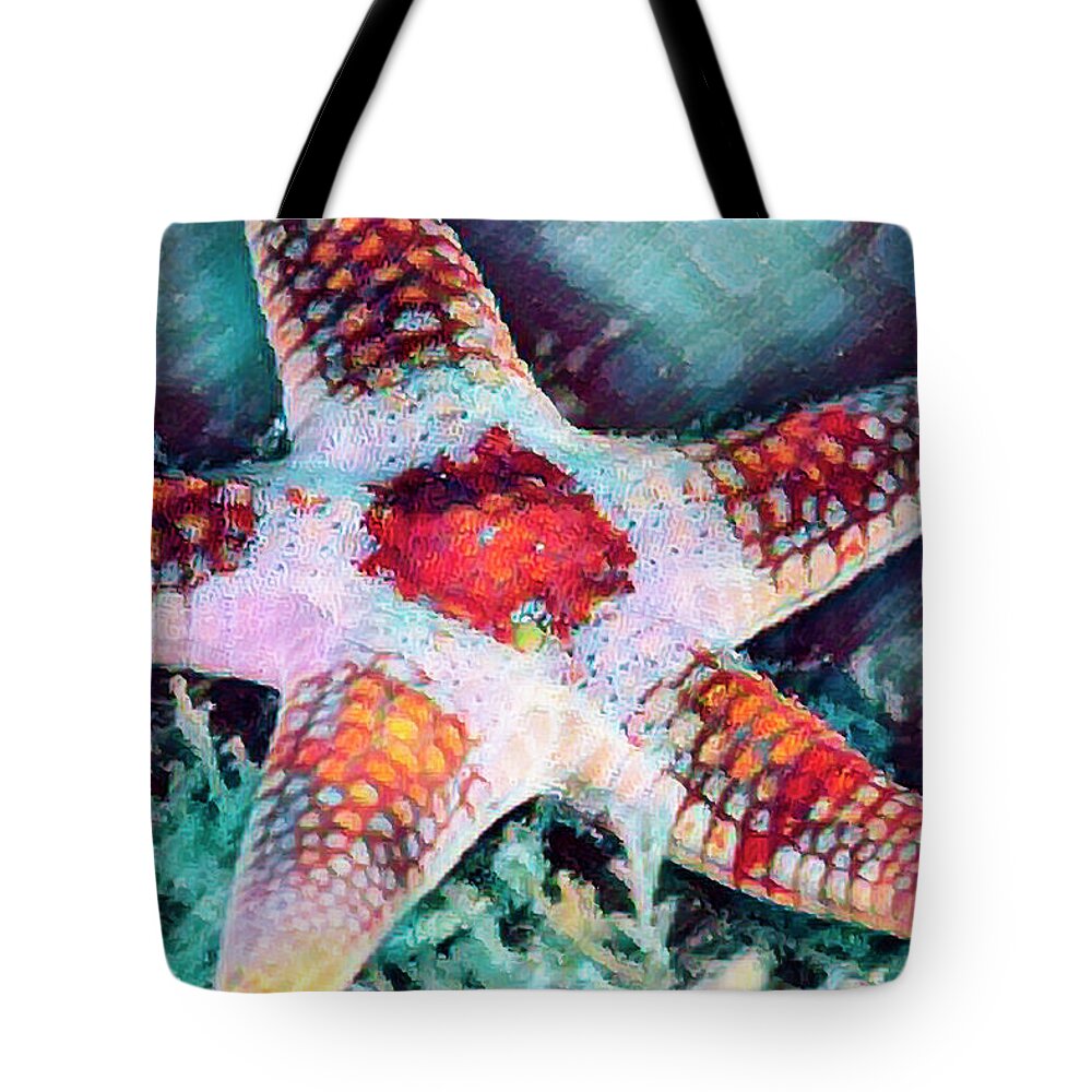 Florida Tote Bag featuring the photograph Starfish in Bright Colors by Debra and Dave Vanderlaan