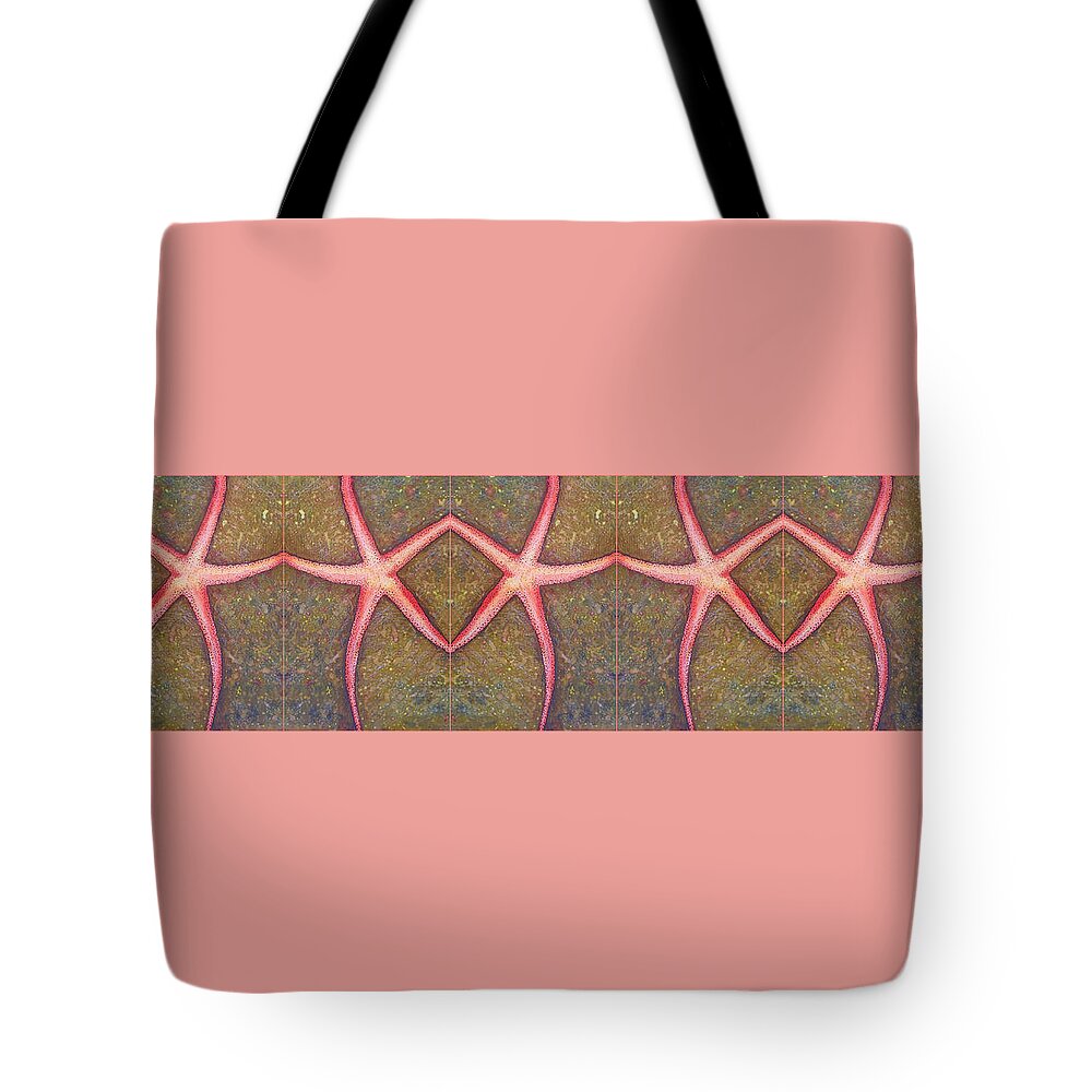 Five Tote Bag featuring the mixed media Starfish Pattern Bar by Mastiff Studios