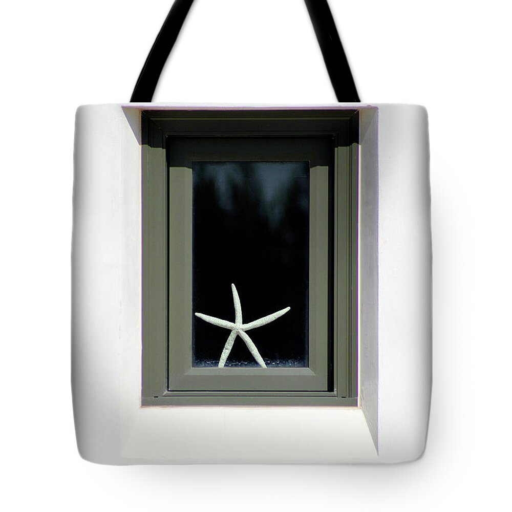Abstract Tote Bag featuring the photograph Starfish Window 2016 No. 2 by Karen Adams