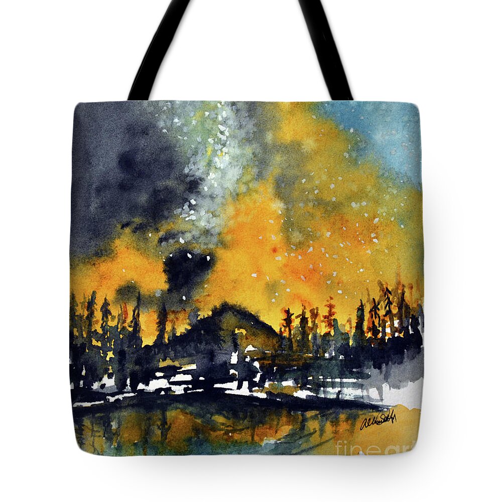 Stars Tote Bag featuring the painting Starry Night by Allison Ashton