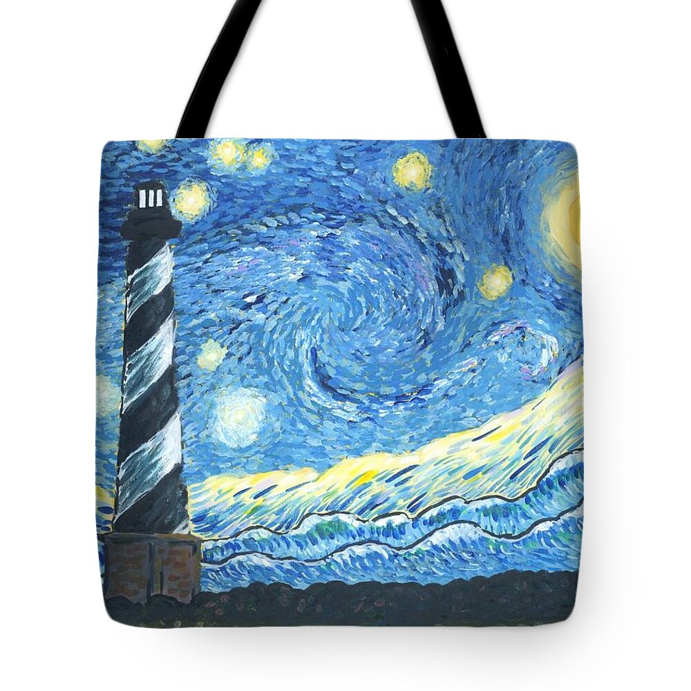 Hatteras Tote Bag featuring the painting Starry Night Hatteras by Jim Harris