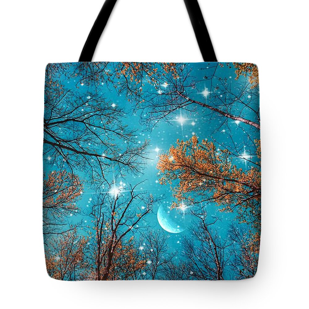 Starry Sky In The Woods Tote Bag featuring the photograph Starry Sky in the Woods by Marianna Mills