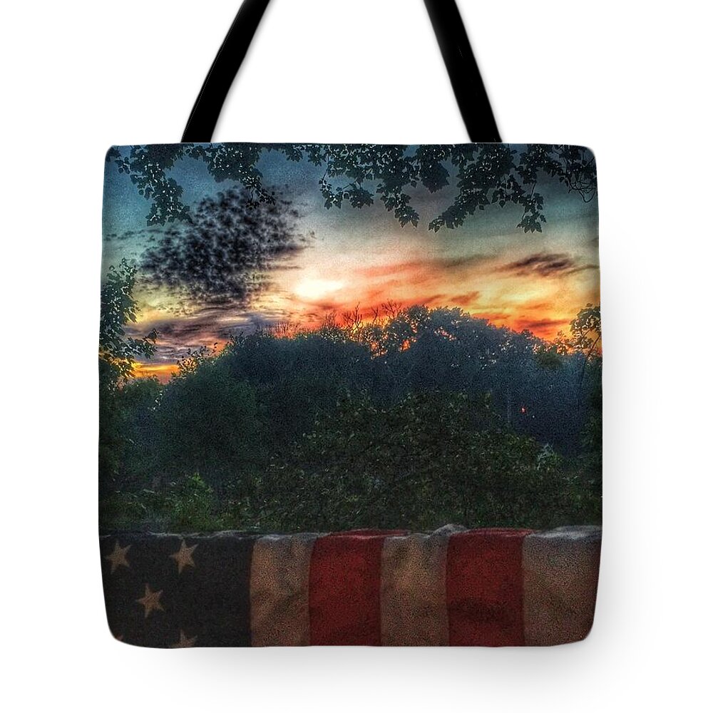 United States Flag Tote Bag featuring the photograph Stars Stripes And Skies Forever by Jason Nicholas