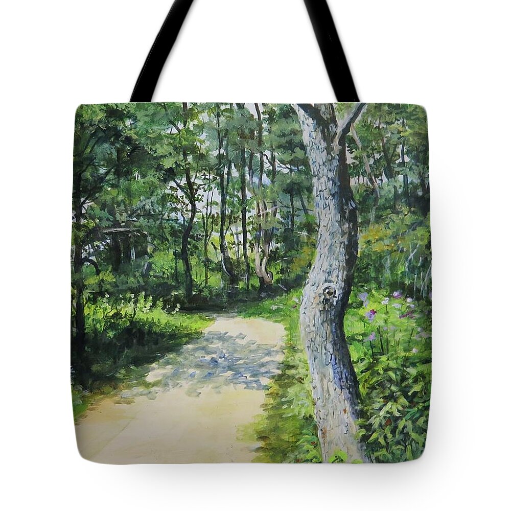 Landscape Tote Bag featuring the painting Start Of The Trail by William Brody
