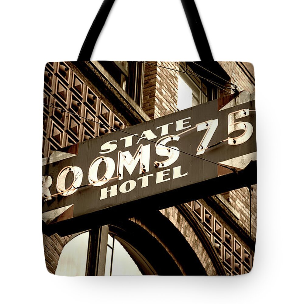 Seattle Tote Bag featuring the photograph State Hotel - Seattle by Stephen Stookey
