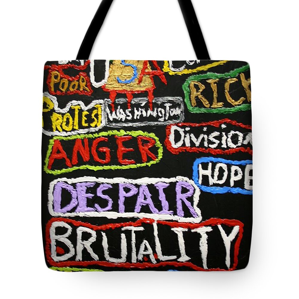 Multicultural Nfprsa Product Review Reviews Marco Social Media Technology Websites \\\\in-d�lj\\\\ Darrell Black Definism Artwork Tote Bag featuring the mixed media State of America by Darrell Black