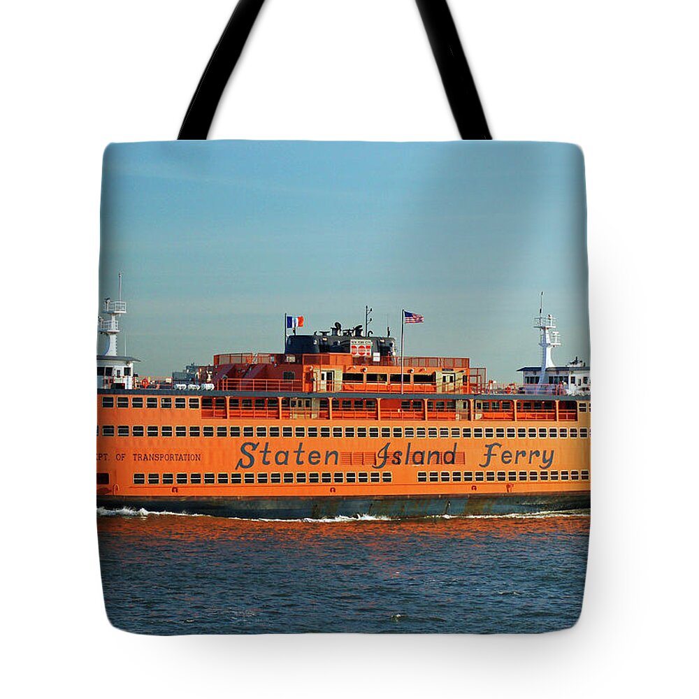 Staten Tote Bag featuring the photograph Staten Island Ferry by James Kirkikis