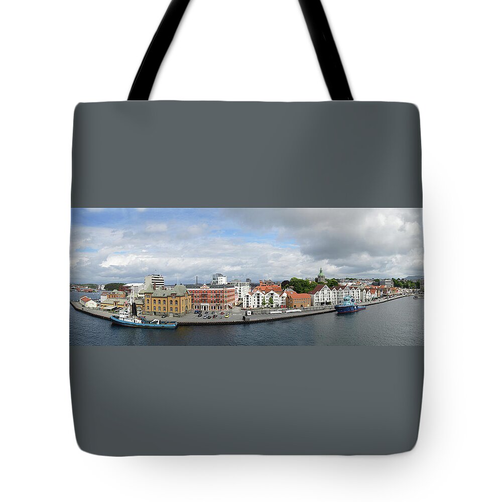 Stavanger Tote Bag featuring the photograph Stavanger Harbour Panorama by Terence Davis