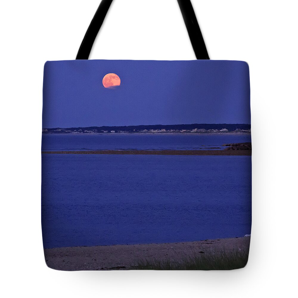 Cape Cod Tote Bag featuring the photograph Stawberry Moon by Frank Winters
