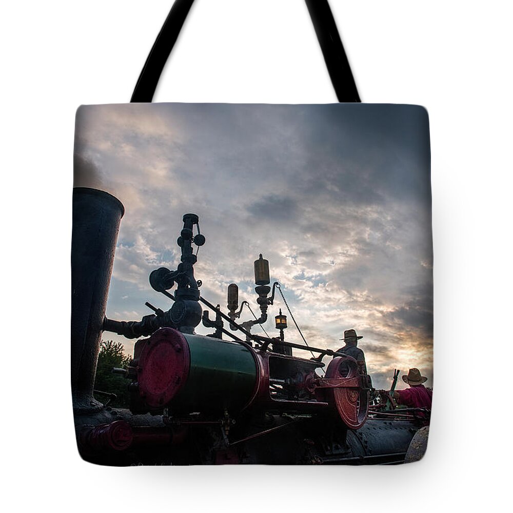 Steam Engine Tote Bag featuring the photograph Steam Engine at Nightfall by David Arment