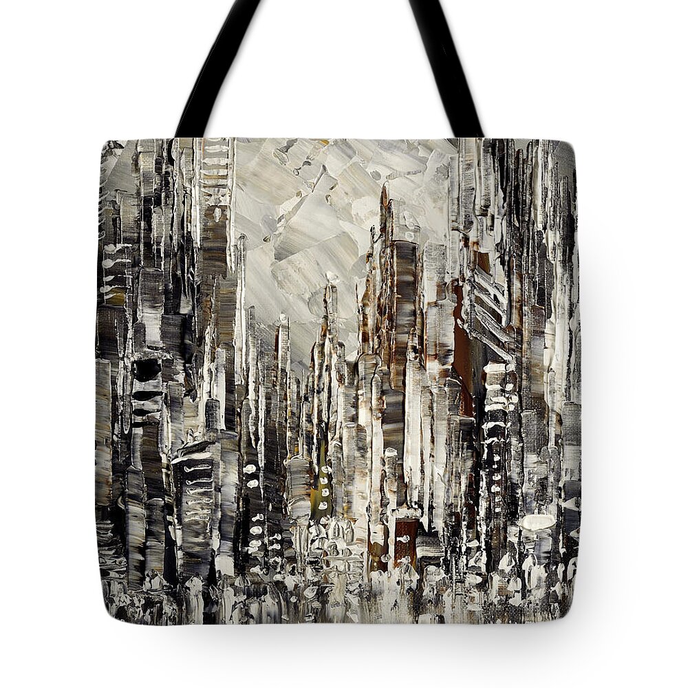 Original Tote Bag featuring the painting Steam over Gotham by Tatiana Iliina