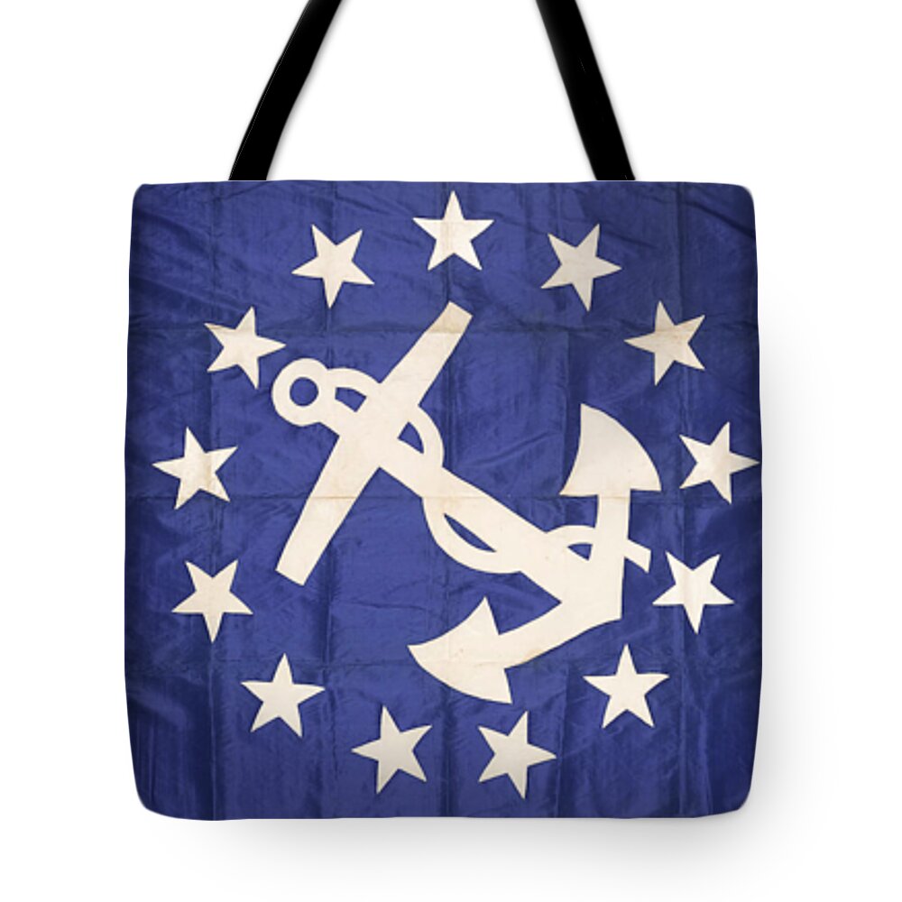 Flags From J.p. Morgan's Steam Yacht(s) Corsair 3 Tote Bag featuring the painting Steam Yacht by MotionAge Designs