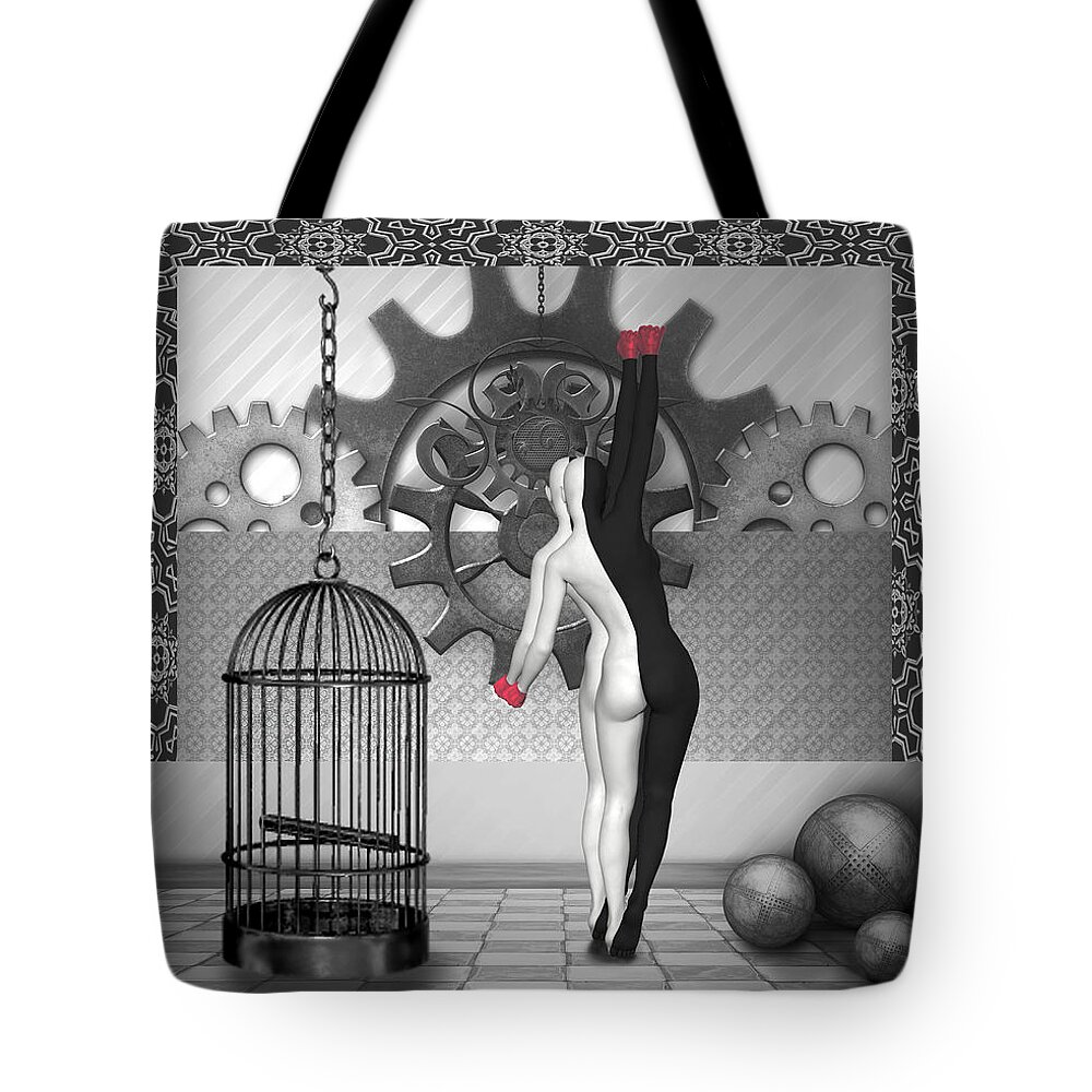 Bodypaint Tote Bag featuring the mixed media Steampunk Time Matters by Barbara Milton