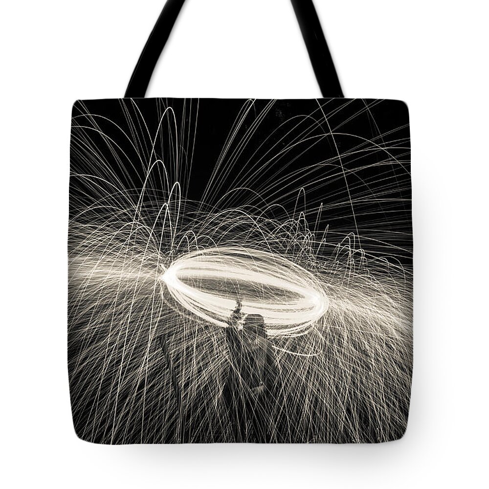 Wire Tote Bag featuring the photograph Steel Wool Light Works by Georgia Clare