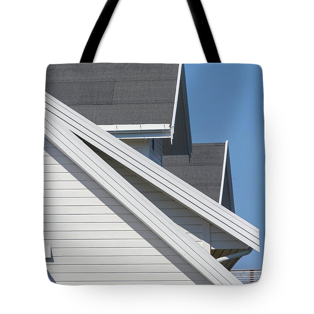 Architecture Tote Bag featuring the photograph Steep Roof Detail by Heiko Koehrer-Wagner