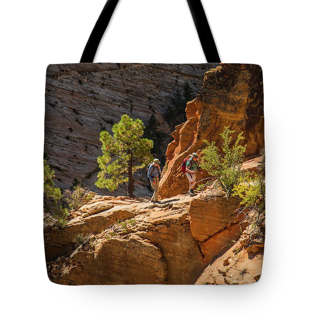 Zion Tote Bag featuring the photograph Steeply Up the Canyon by Doug Scrima