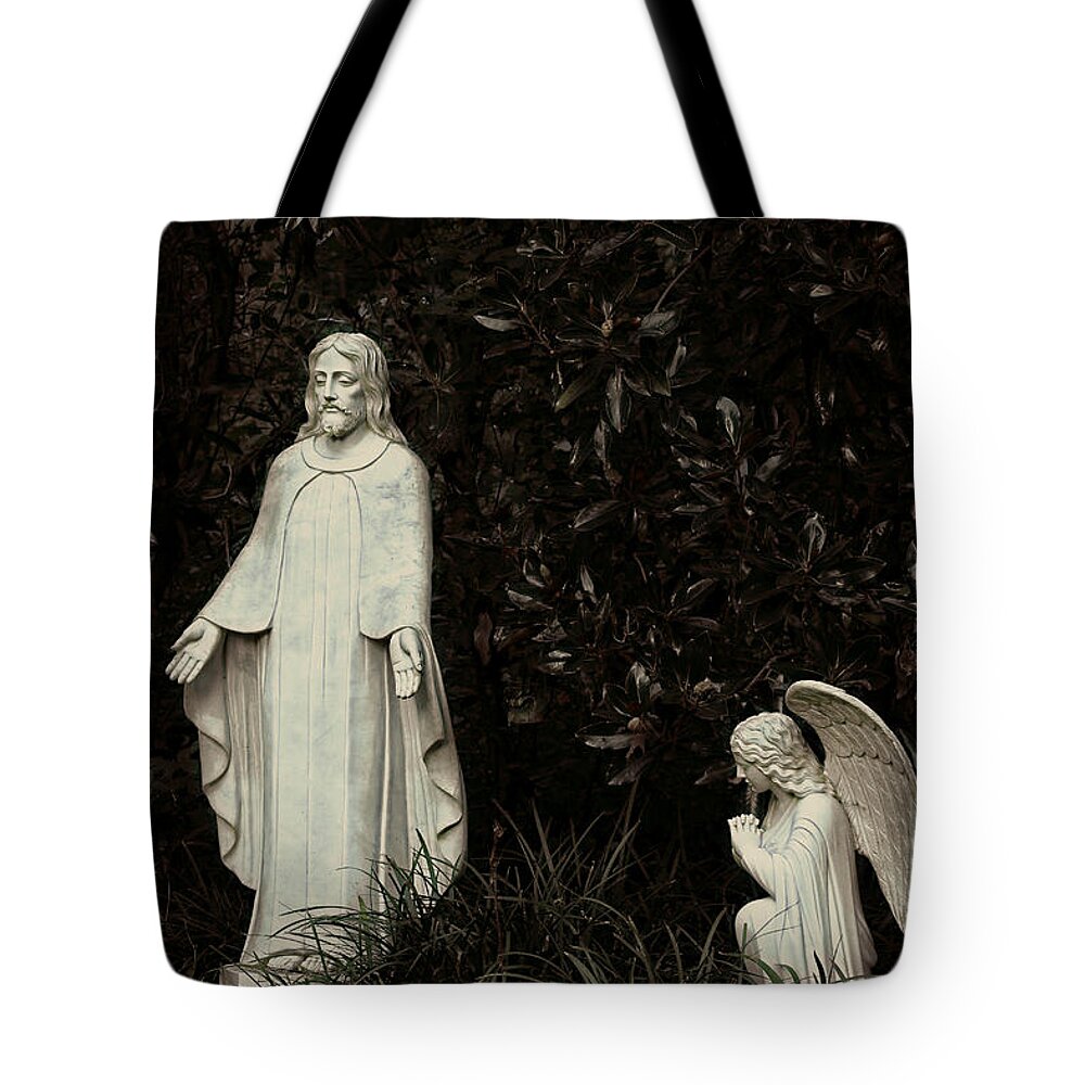 Jesus Christ Tote Bag featuring the photograph Step from Darkness to His Light - Christian Art by Ella Kaye Dickey