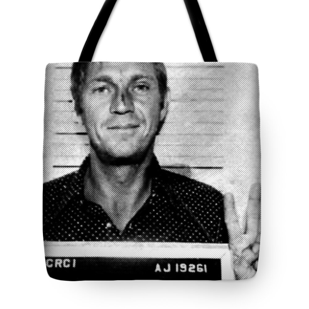 Steven Tote Bag featuring the photograph Steve McQueen Mug Shot Vertical by Tony Rubino