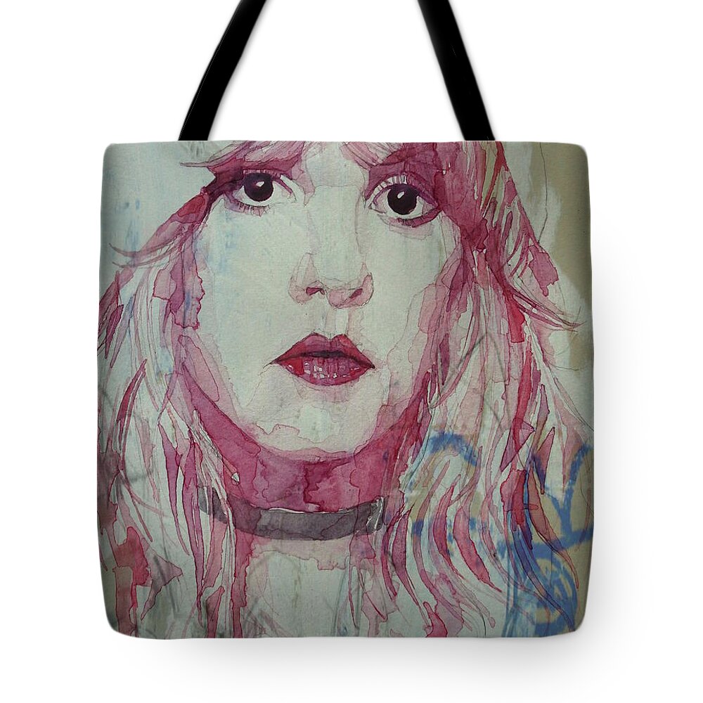 Stevie Nicks Tote Bag featuring the painting Stevie Nicks - Gypsy by Paul Lovering