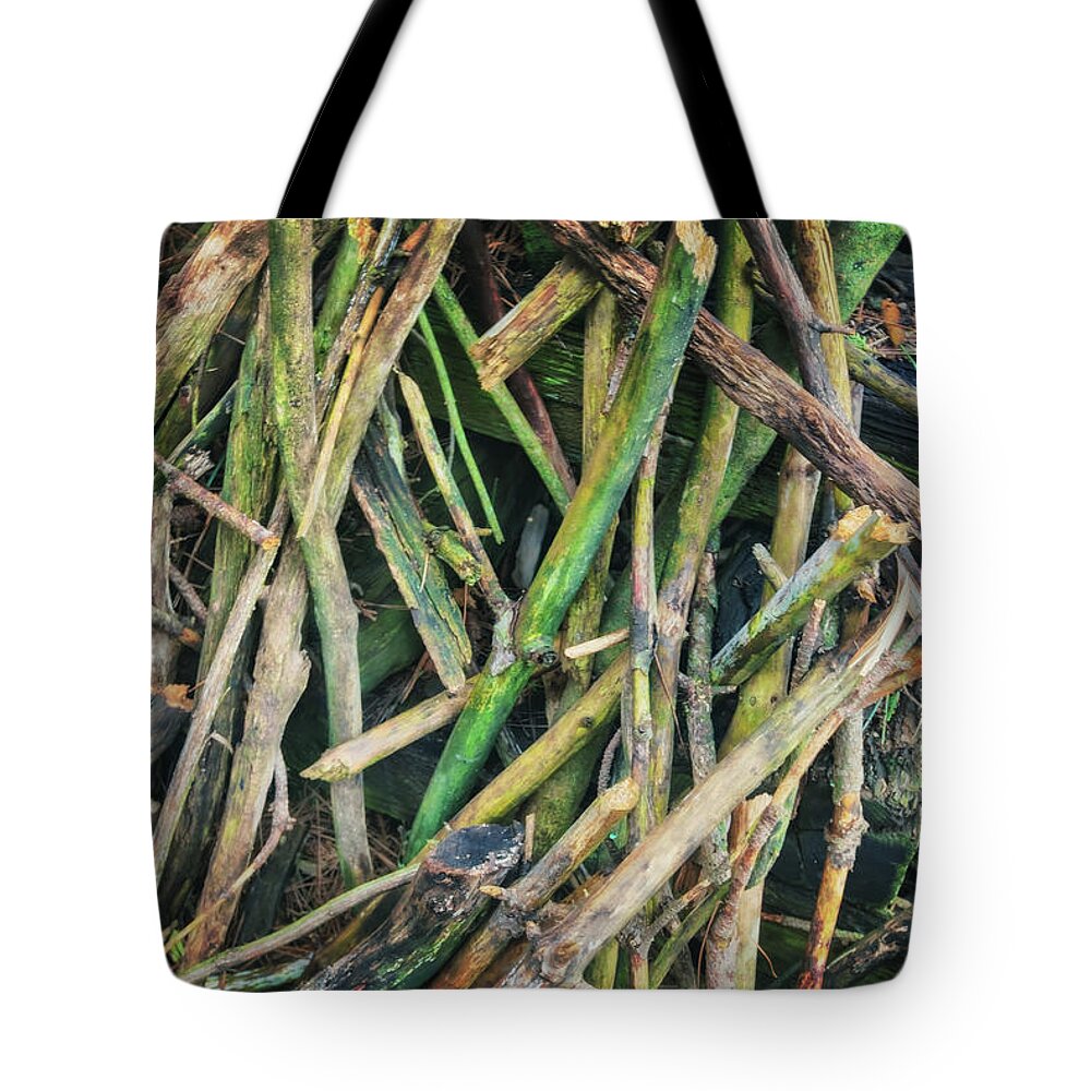 Wisconsin Landscape Tote Bag featuring the photograph Stick Pile at Retzer Nature Center by Jennifer Rondinelli Reilly - Fine Art Photography