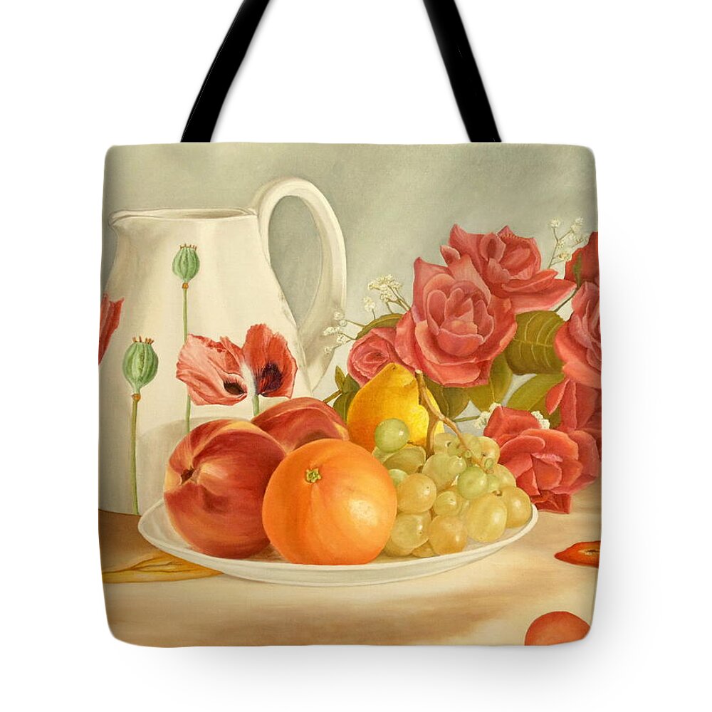 Still Life Tote Bag featuring the painting Still Life by Angeles M Pomata
