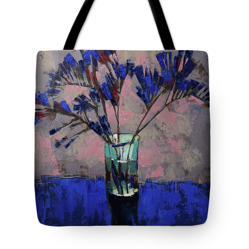 Still Life Tote Bag featuring the painting Still life. Blue crystal. by Anastasija Kraineva