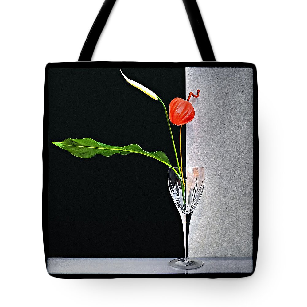Anthurium Tote Bag featuring the photograph Still life with Anthurium and Lily plant by Andrei SKY