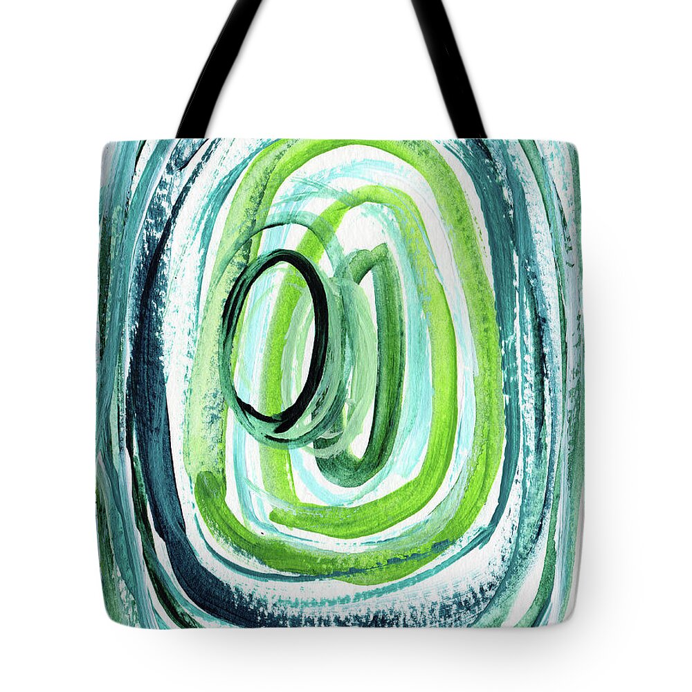 Abstract Tote Bag featuring the painting Still Orbit 9- Abstract Art by Linda Woods by Linda Woods