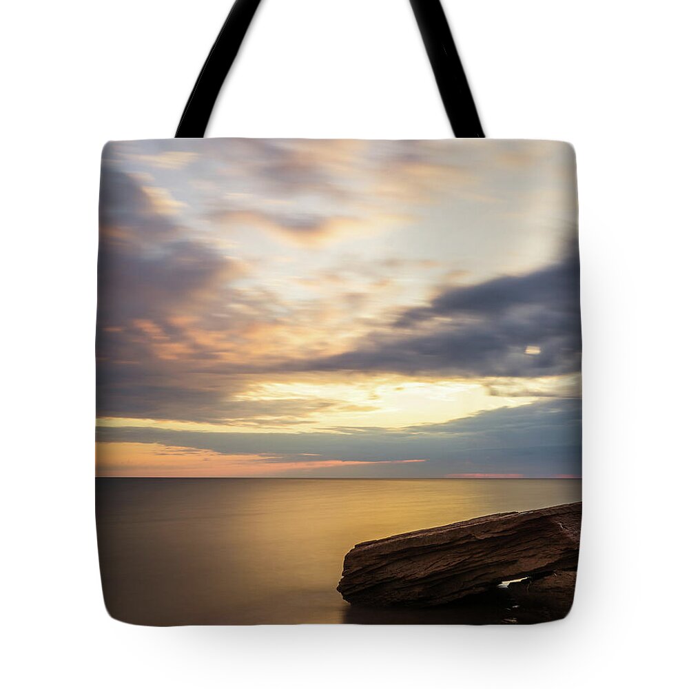 Bluffs By The Ocean Tote Bag featuring the photograph Still Water At Cavendish beach by Chris Bordeleau