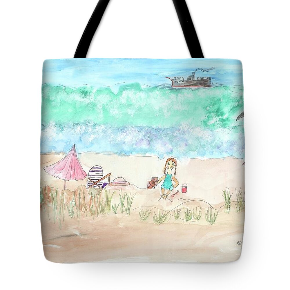 Pelican Tote Bag featuring the painting Stinson Beach by Helen Holden-Gladsky