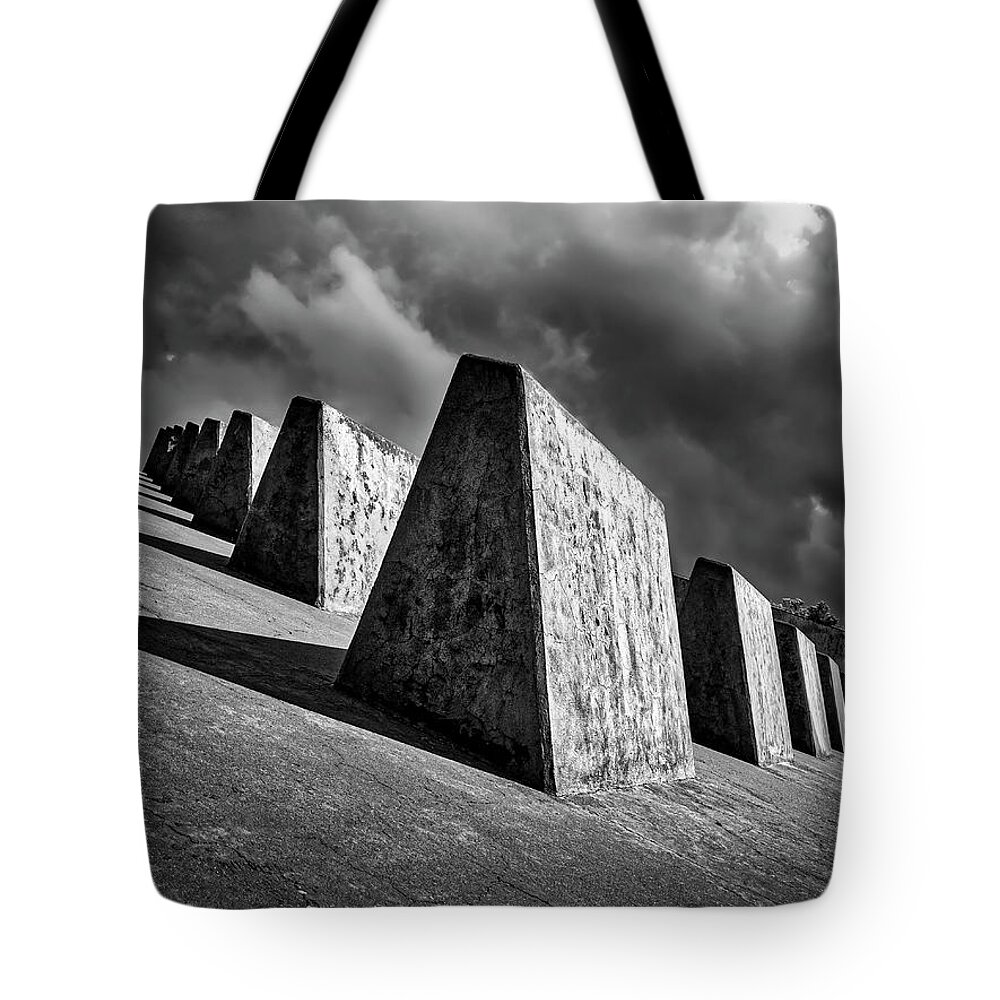 Albuquerque Tote Bag featuring the photograph Stone And Sky by Mark David Gerson