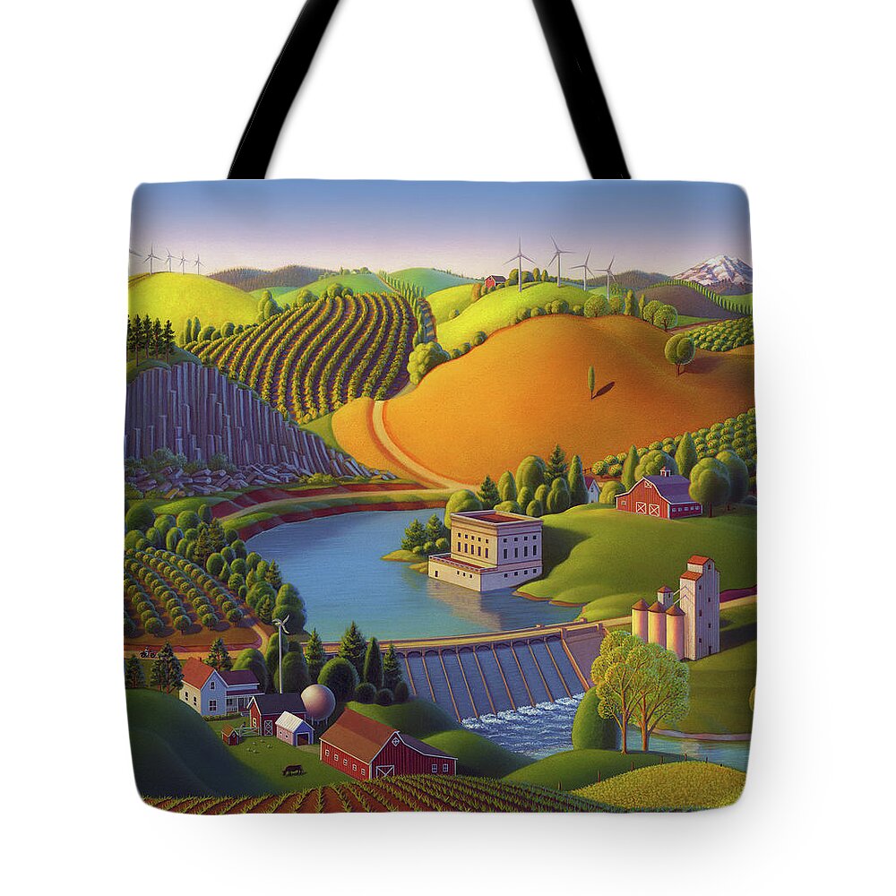  Palouse Valley Tote Bag featuring the painting Stone City West by Robin Moline