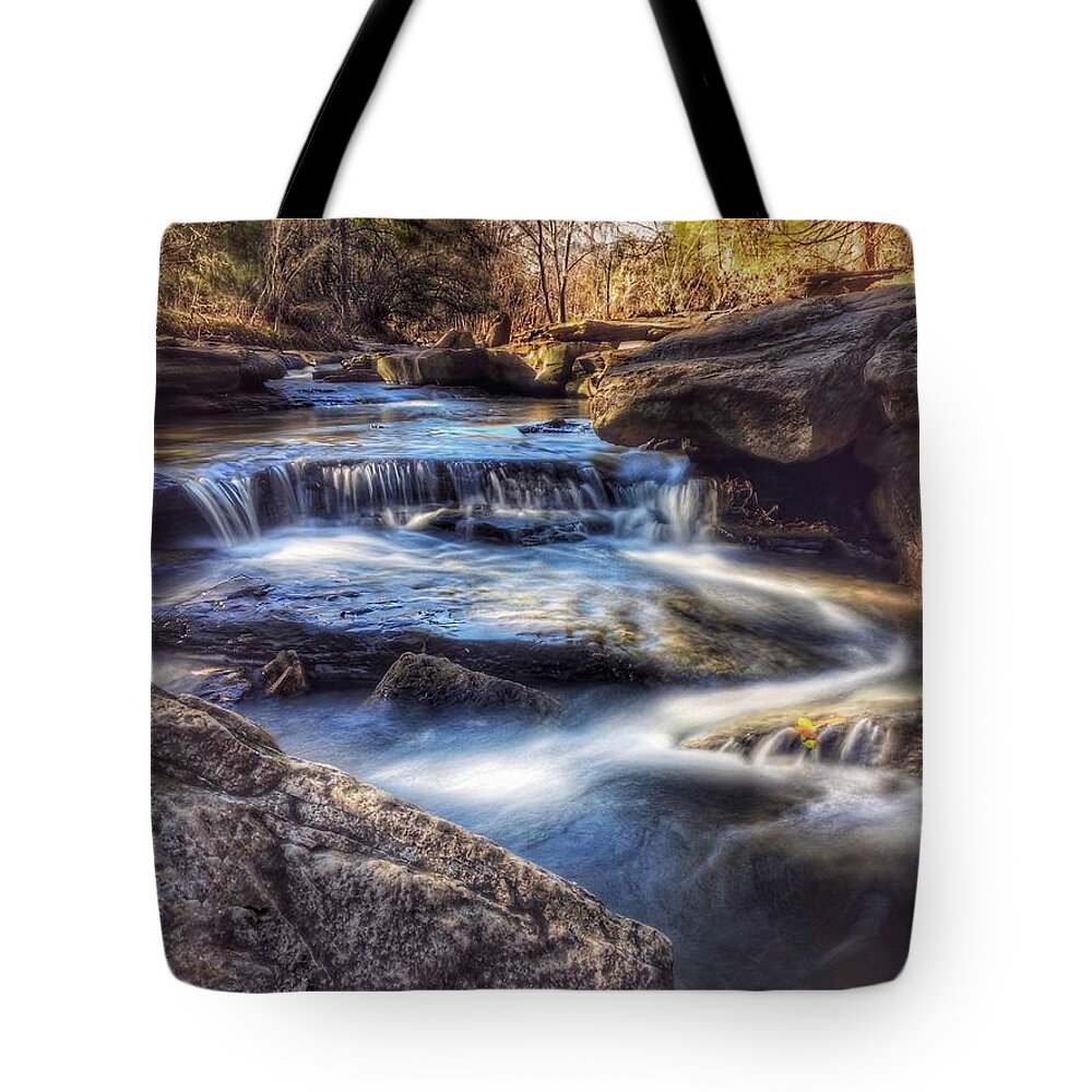 Waterfall Tote Bag featuring the photograph Stone Creek Sideview by Doris Aguirre
