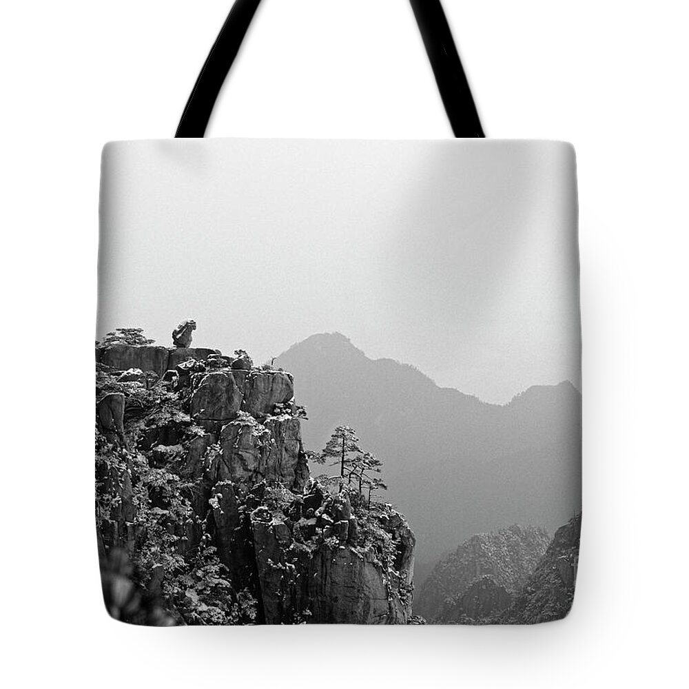 China Tote Bag featuring the photograph Stone Monkey Gazing over Sea of Clouds by James L Davidson