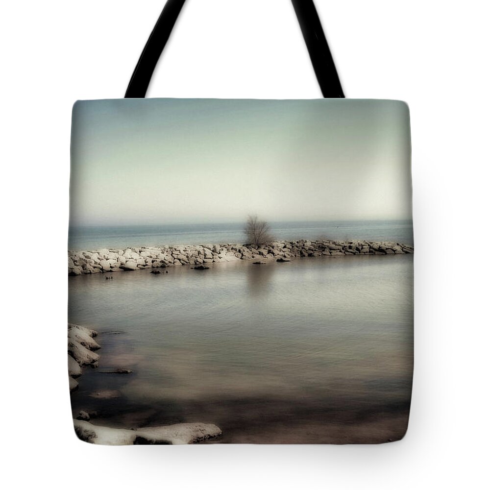 Stones Tote Bag featuring the photograph Stone Pier by Pennie McCracken