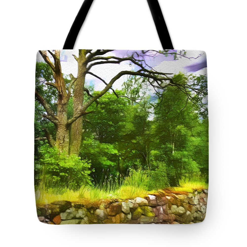 Stone Tote Bag featuring the photograph Stone Wall in Glencoe by Judi Bagwell