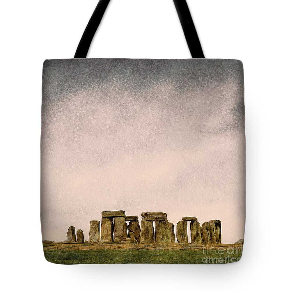 Stonehenge Tote Bag featuring the painting Stonehenge by Esoterica Art Agency