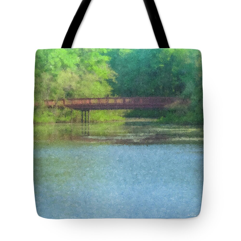 Stonehill College Tote Bag featuring the painting Stonehill College Footbridge by Bill McEntee