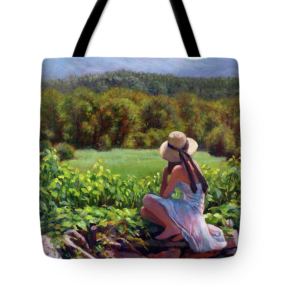 Sunhat Tote Bag featuring the painting Stonewall Lookout by Marie Witte