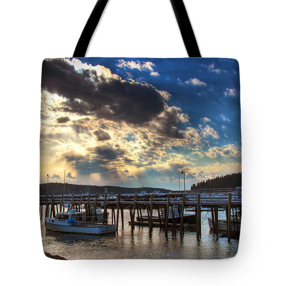 Lobster Tote Bag featuring the photograph Stonington Lobster boats by John Meader