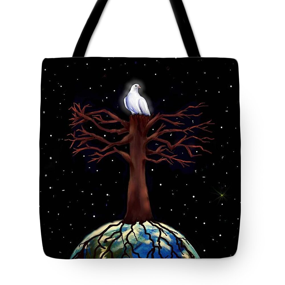 Spiritual Tote Bag featuring the digital art Let There Be Peace by Carmen Cordova