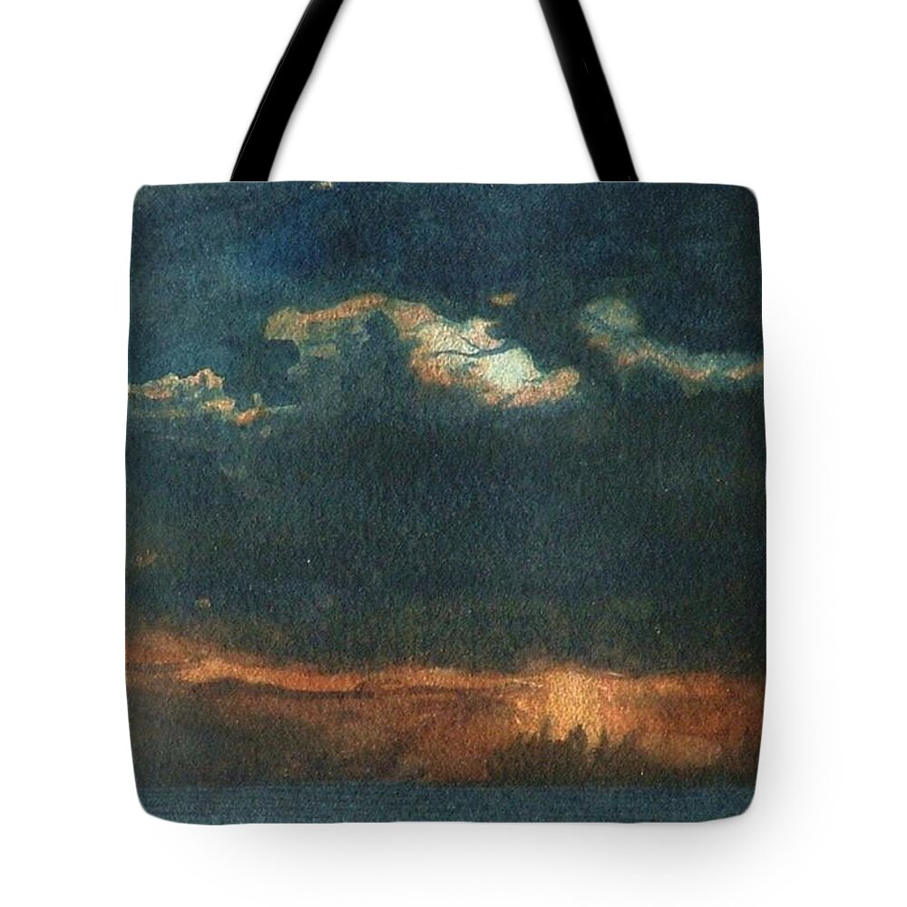 Landscape Tote Bag featuring the painting Storm Brewing by Lynn ACourt