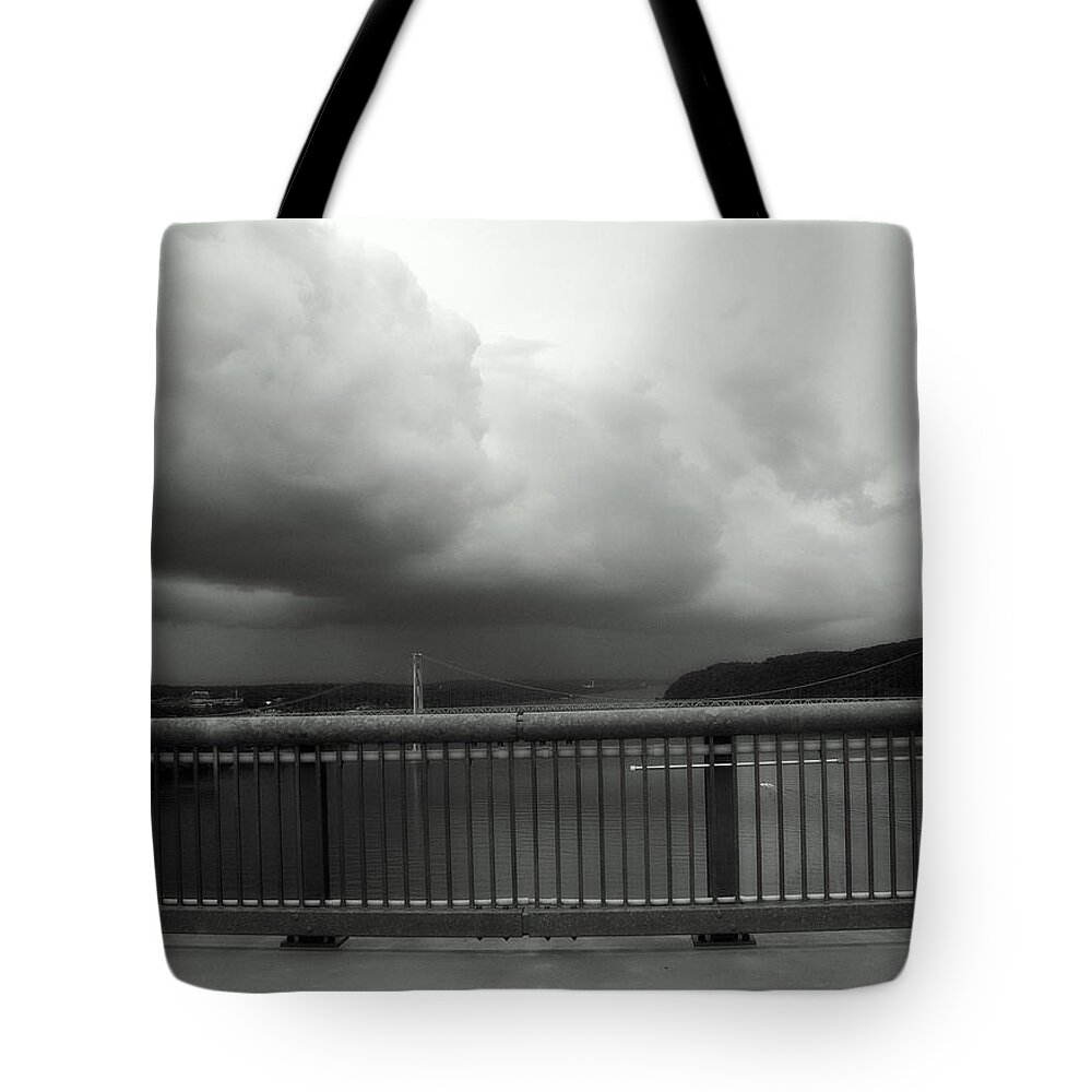 New York Tote Bag featuring the photograph Storm Clouds On The Hudson by Bruce Carpenter