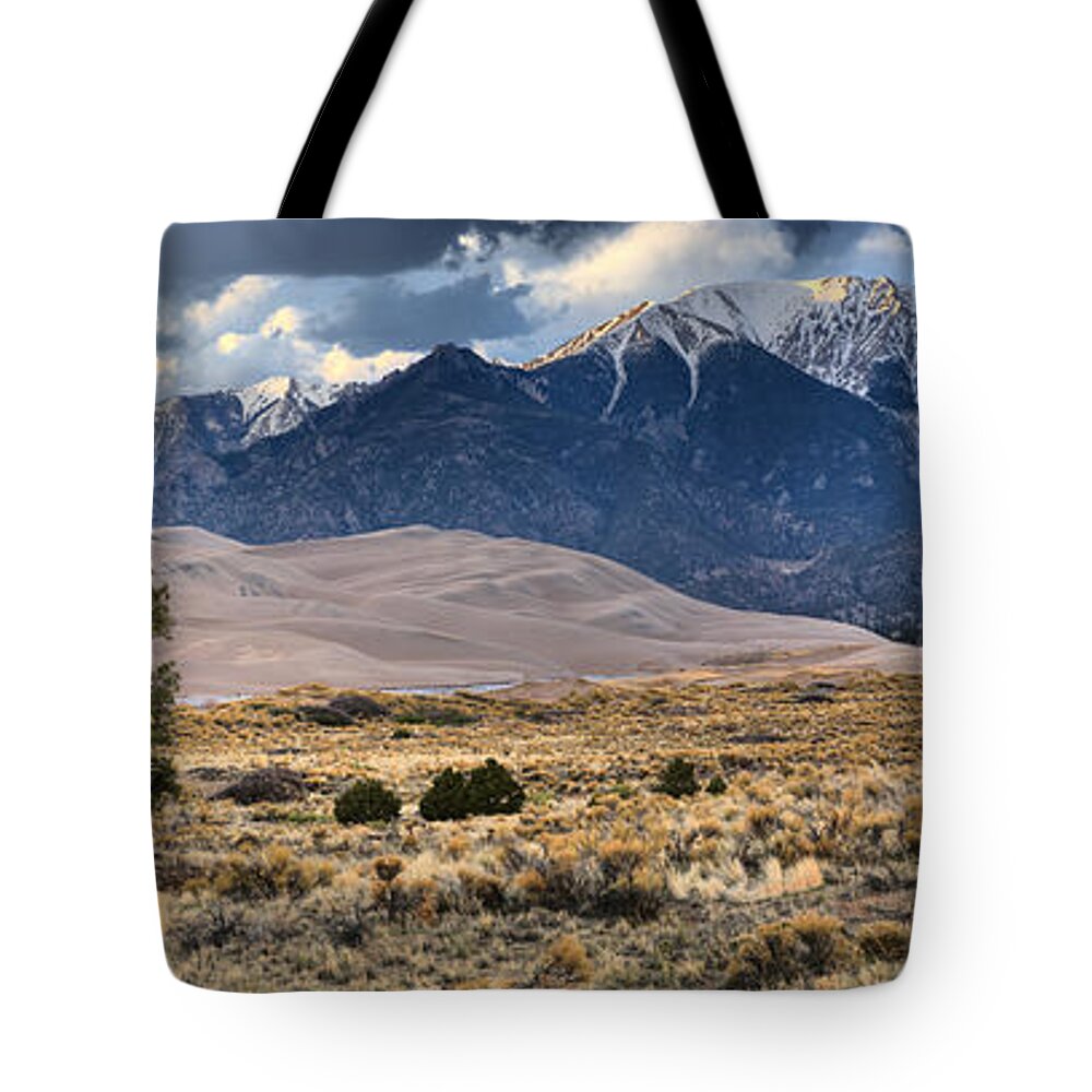 Great Sand Dunes Tote Bag featuring the photograph Storm Clouds Over Great Sand Dunes by Adam Jewell