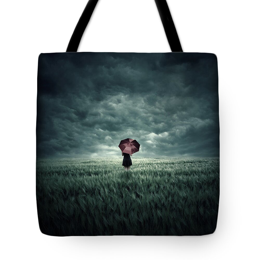 Blue Tote Bag featuring the digital art Storm is Coming by Zoltan Toth