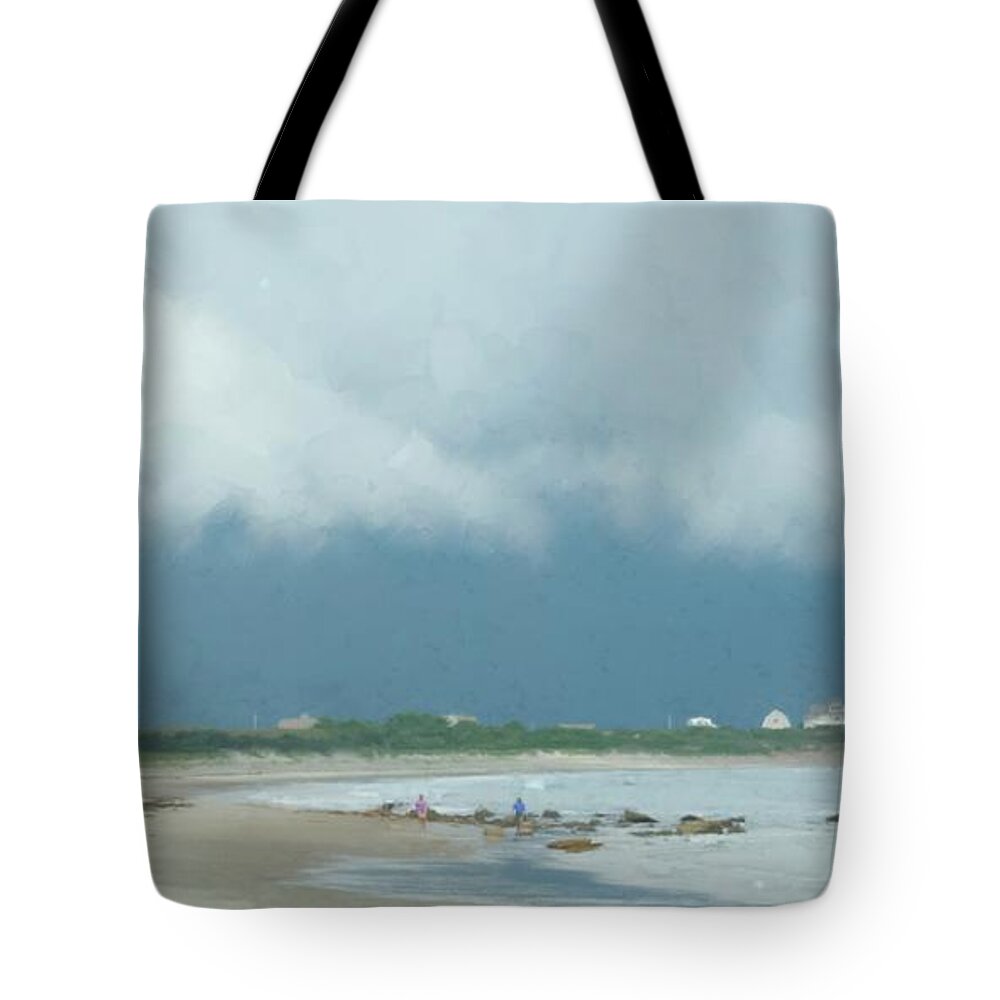 Seascape Tote Bag featuring the painting Storm Over Goosewing by Bill McEntee