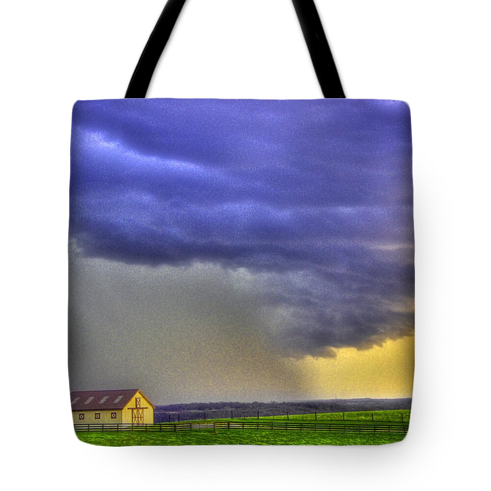 Landscape Tote Bag featuring the photograph Storm Over River by Sam Davis Johnson